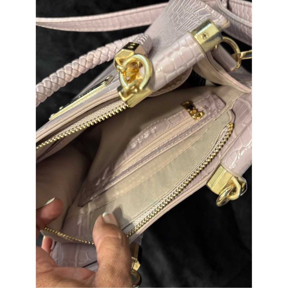 CLEARANCE-Pre-loved bebe Pale Purple Croc-Embossed Top-Handle Satchel/Crossbody - Picture 8 of 13